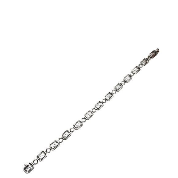 Womens Bracelet 14K White Gold 2 CT. Total Weight Diamond Art Deco Inspired - Picture 9 of 9